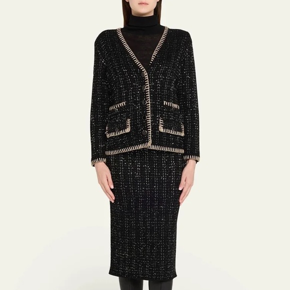 Veronica Beard Black and Cream Tweed Blazer Small - Picture 2 of 5